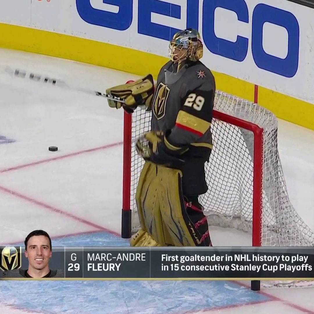 Marc-Andre Fleury starting 12 straight playoff games in 2021